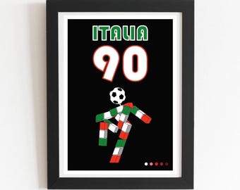 Italia 90 World Cup Retro Football Stadium Art Print: Italian Football Home Decor, Soccer