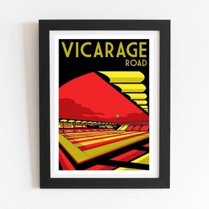 Watford FC Vicarage Road Retro Art Print – Stadium Wall Art, English Football Home Decor