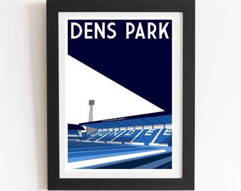 Dundee FC Dens Park Stadium Retro Art Print, Scottish Football Home Decor, Soccer