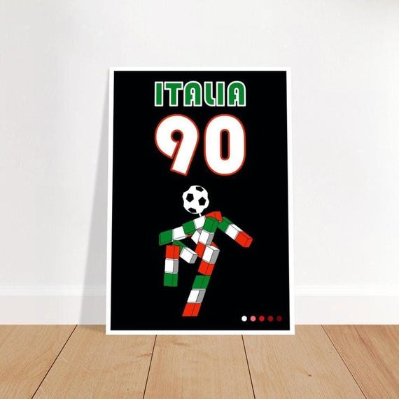 イタリア90年ワールドカップレトロサッカースタジアムアートプリント