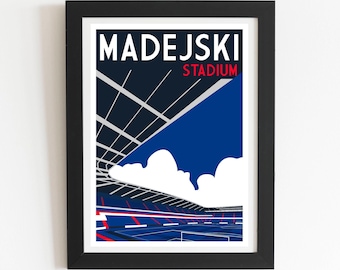 Madejski Stadium Retro Art Print: Reading FC Football Memorabilia Poster, English Football Home Decor