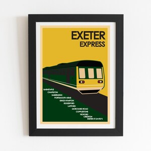 Exeter Express Retro Railway Print, Devon Train Art - Vintage Home Decor