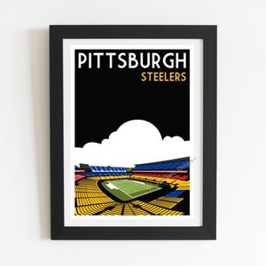 Pittsburgh Steelers Stadium Poster: Retro Minimalist Design - NFL Football Memorabilia, Acrisure Stadium Wall Art