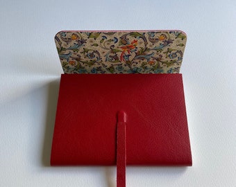 Leather Sketchbook, Leather Journal, Notebook, Travel Journal. Red Fine Grained Leather Lined with a Beautiful Florentine Paper.