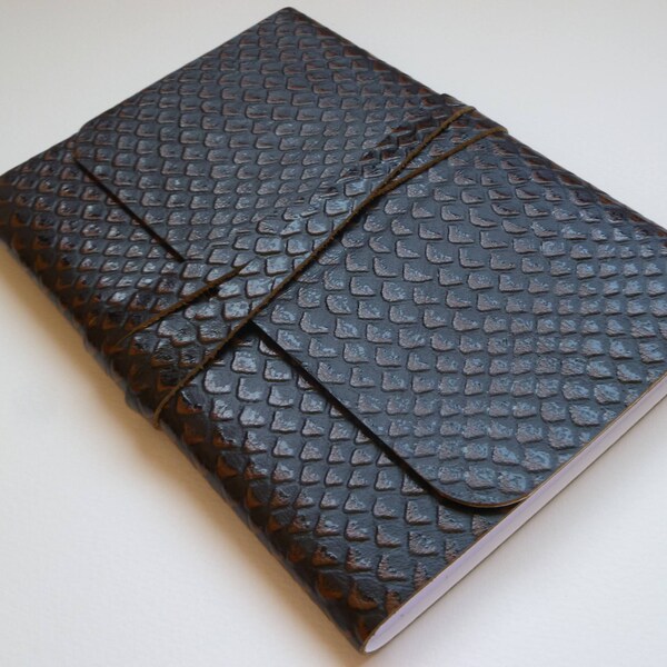 Leather Journal Leather Notebook Leather Book Travel Journal. Stylish two tone Snakeskin design Embossed onto the Leather.