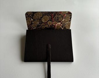 Handcrafted Dark Brown Leather Sketchbook: Marbled Paper Lining