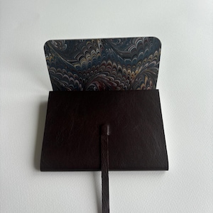 Leather Sketchbook Leather Notebook Dark Brown Leather with a Fine Grained Finish and a Hand Made Marbled Paper Lining.