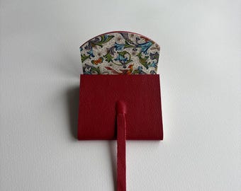 Small Red Leather Journal: Florentine Paper, Handmade in UK