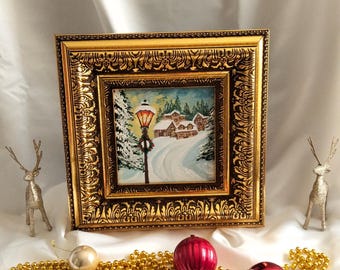 Handmade Acrylic Christmas Art in Frame,Xmas Wall Art,Holiday Decoration