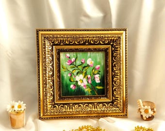 Abstract Acrylic Painting, abstract wall art,gold accent canvas