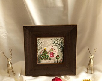 modern walnut Framed Gift – Holiday Wall Art, Festive Tabletop & Wall Decor