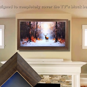 Marco de TV moderno de nogal, Samsung The Frame, bisel personalizado de 32 a 43 pulgadas.