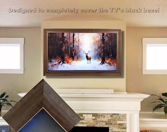 Modern Walnut TV Frame,Samsung The Frame,Custom Bezel 32‑43″