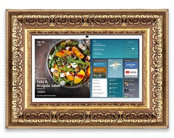 Amazon Echo Show 15-21 Decorative Frame – Ornate Antique Matte Gold Bezel Cover