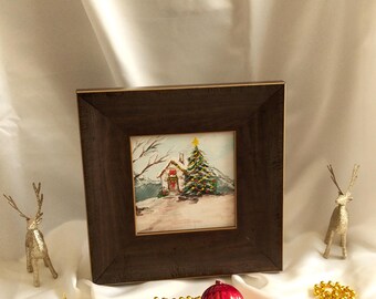 Walnut Frame Wall Art – Rustic Home Decor – Acrylic Painting Gift