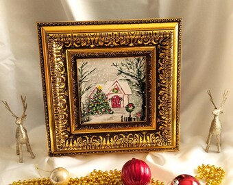 Luxury Xmas Wall Decor,Framed Acrylic Art,Unique Home Gift,Modern Decor