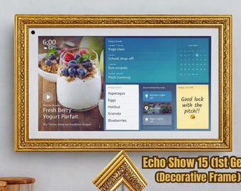 Amazon Echo Show 15-21 Decorative Frame – Ornate Gold Wall Mounted Bezel Cover