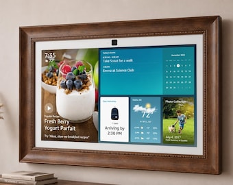 Amazon Echo Show 15 & 21 Decorative Frame - Rustic Walnut Bronze Finish