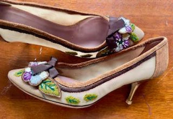 Miu Miu Vintage Designer Heels   Sequin / Bow  Au… - image 2