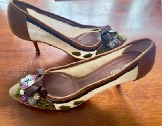 Miu Miu Vintage Designer Heels   Sequin / Bow  Au… - image 3