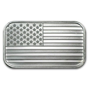 1 oz .999 Fine Silver Bullion Barren AMERICAN FLAG Design
