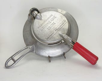 Plancha de hierro fundido de aluminio para krumkake, estilo escandinavo antiguo, fabricada en EE. UU.