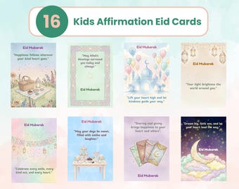 Cartes Eid Mubarak pour enfants | Salutations de l'Aïd al-Fitr à imprimer | Cartes d'affirmation islamique | Cartes de l'Aïd pour enfants | Téléchargement instantané