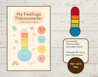 Feelings Thermometer Felt Pattern • Printable Felt Template A4 ...