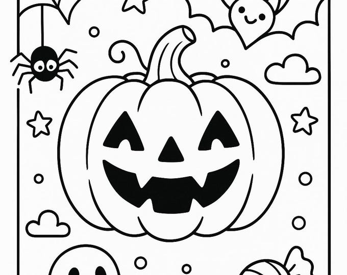 Halloween Kids Coloring Pages | Printable Digital Download | Fun Spooky ...