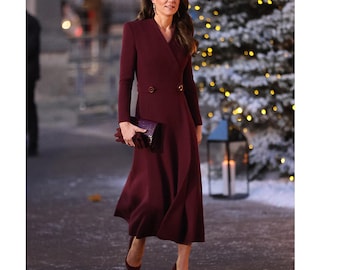 Frauen Wollmantel, Manteau Evasee Mantel, Mantel Stehkragen Swing Mantel, besonderes Geschenk für Sie