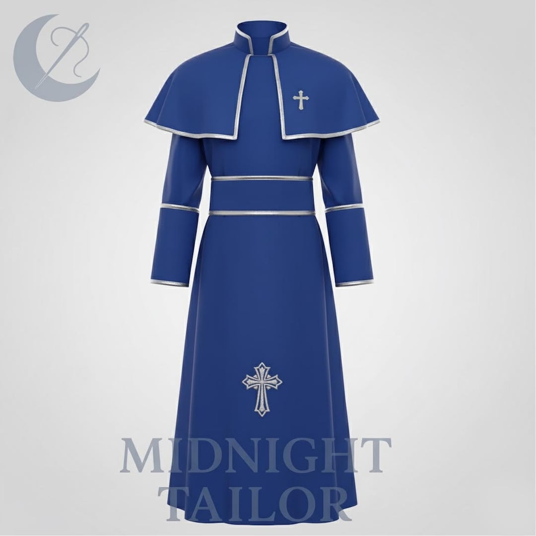 Royal Blue Pastor Robe for Men Christian Church Clergy Vestment