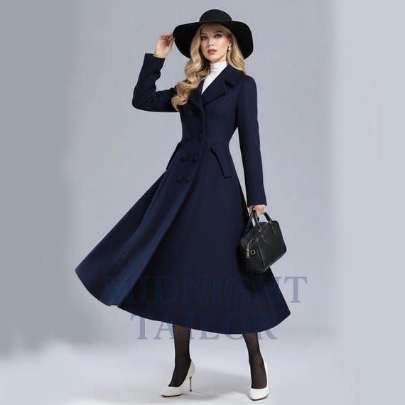 women's fit and flare dress coat Red Ruffle Wool Coat with Hood – Fit & Flare Winter Coat for Women Red / XL main image 1