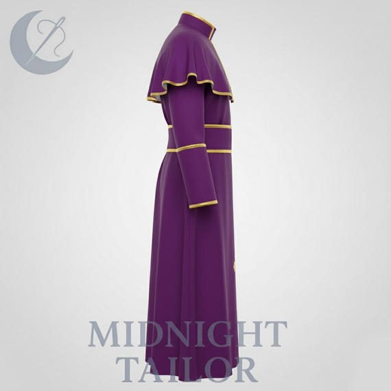 Disfraz De Obispo O Cardenal Para Adultos – Traje Religioso Con Capa, Cinturón Y Solideo, Talla L, Color Morado