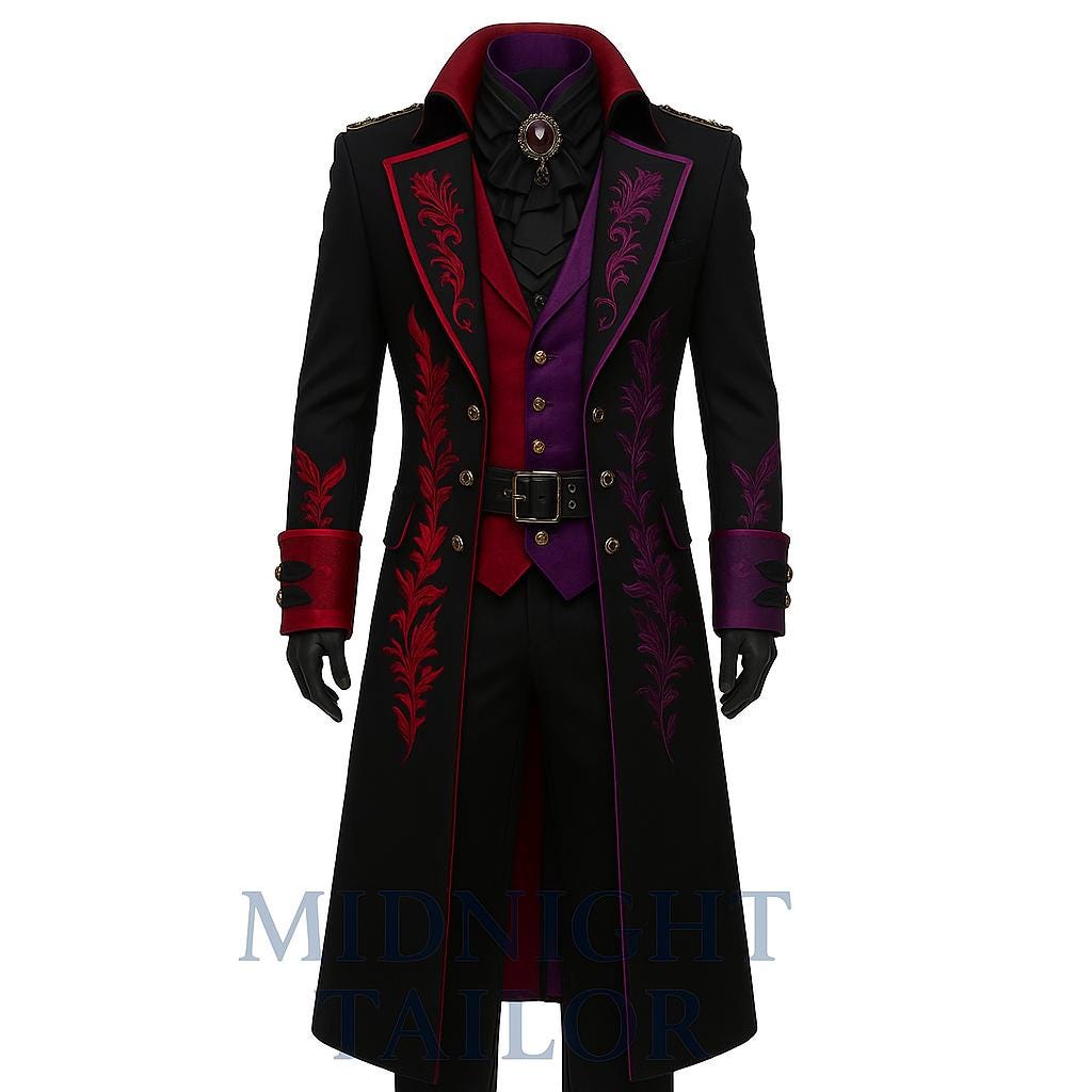 Gothic Victorian Steampunk Coat, Vampire Aristocrat Cotton Trench