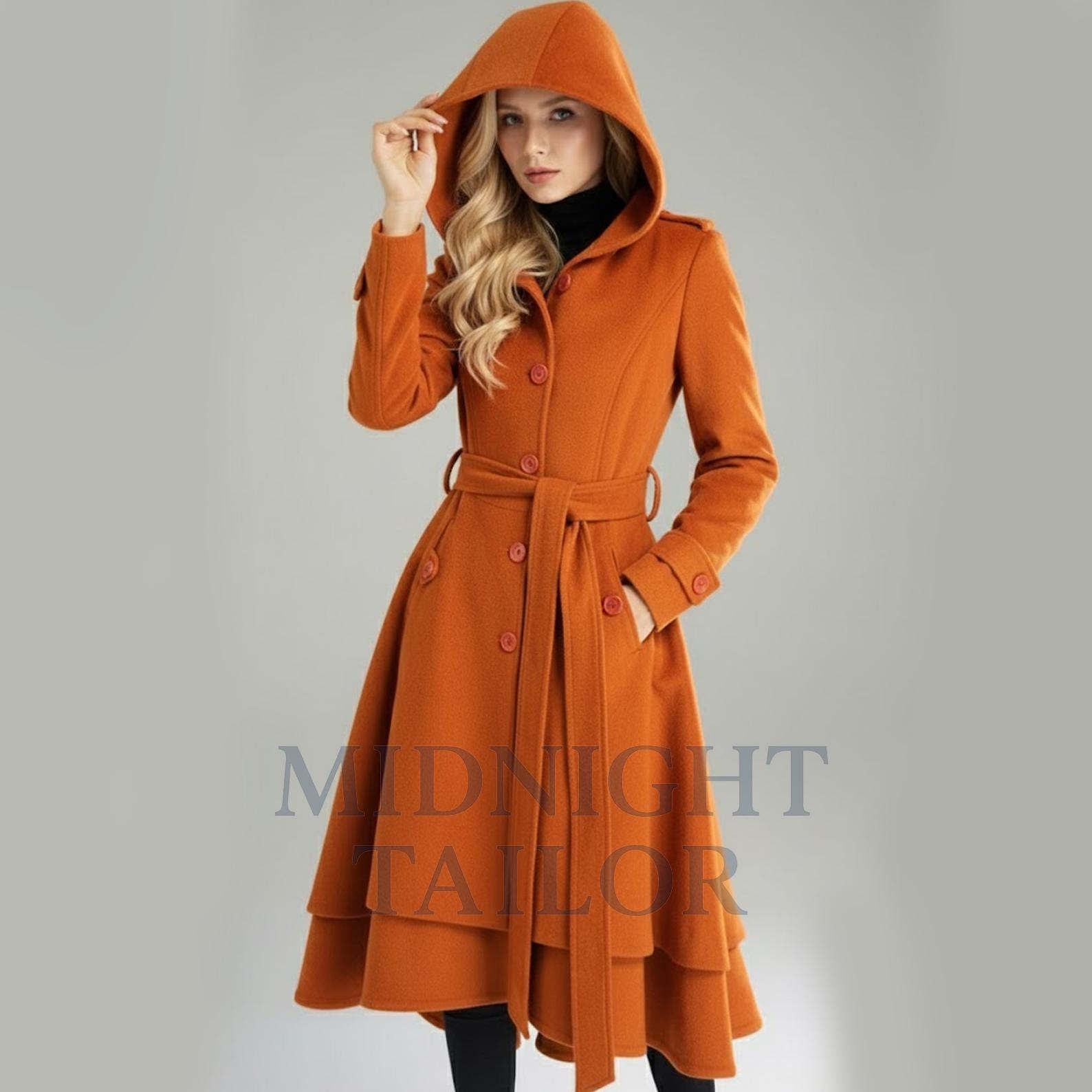 Orange Wool Coat - Etsy