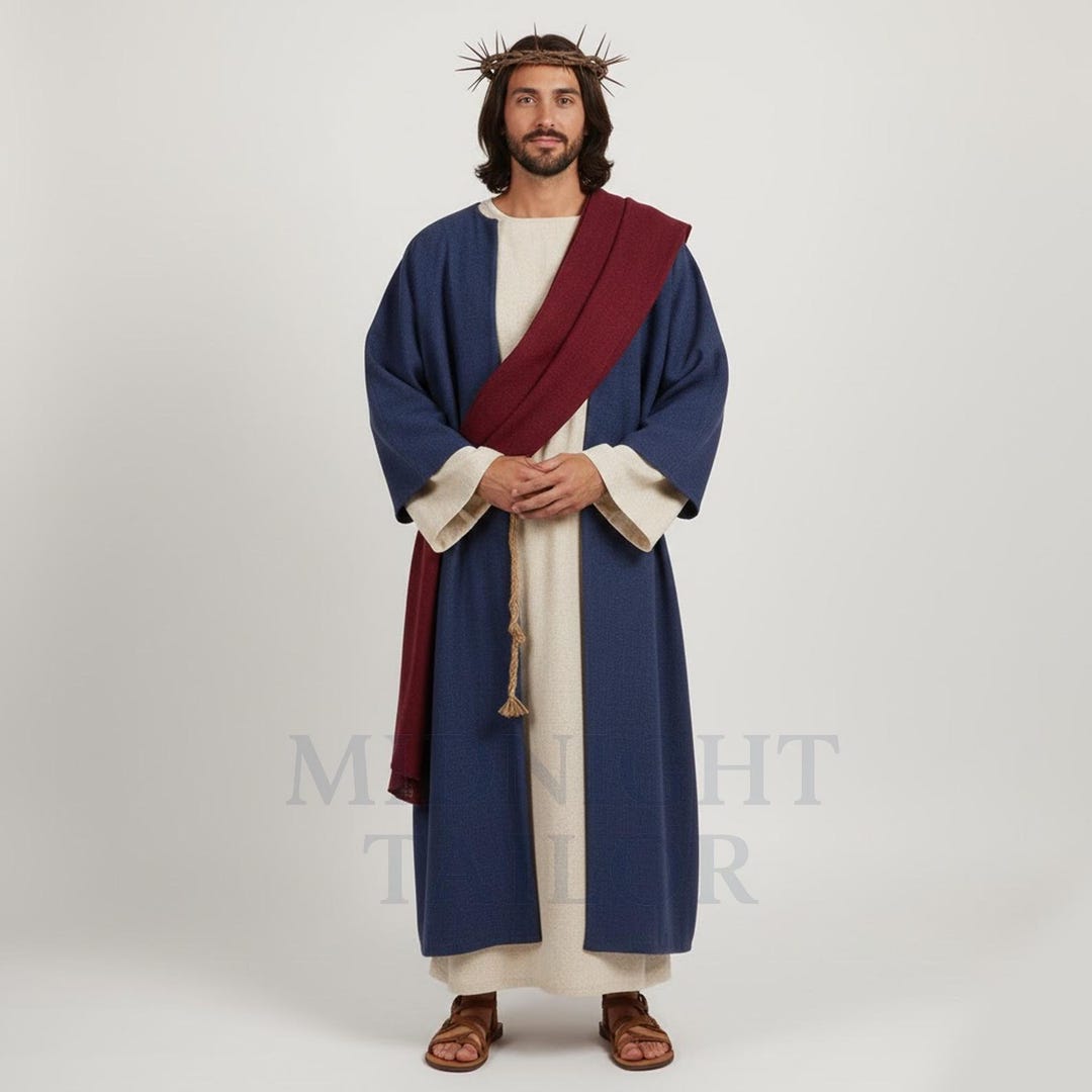 Jesus Robe Color Authentic Jesus Christ Biblical Robe Costume Set – Blue & Cream Ancient ...