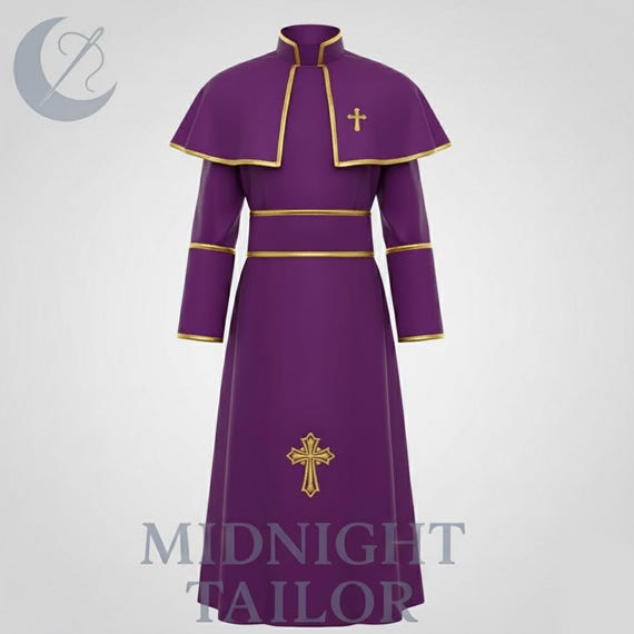 Royal Purple Pastor Robe Christian Clergy Robe for Men Bishop Priest Vestment Church Worship Outfit Christmas Religious Attire
