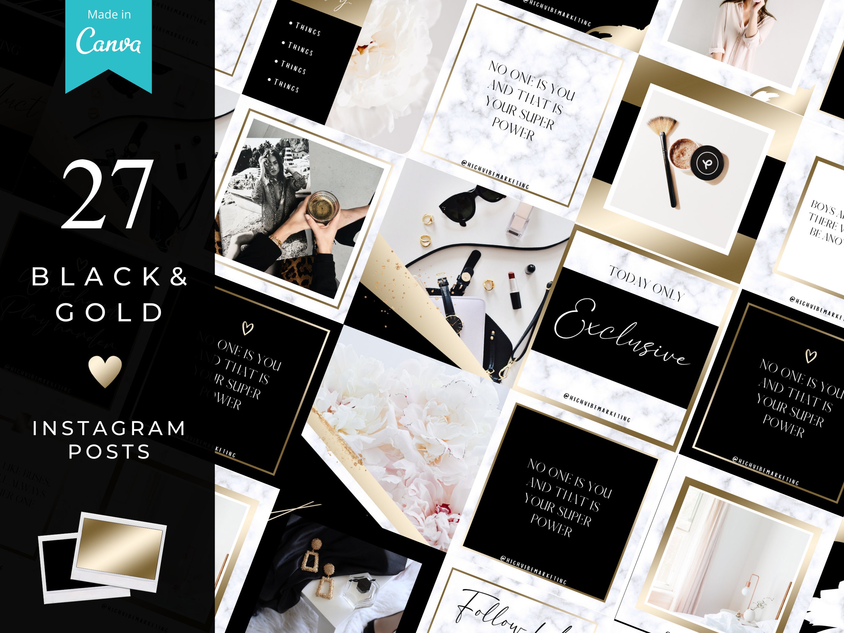 Design & Templates Black and White Templates Editable Instagram Posts ...