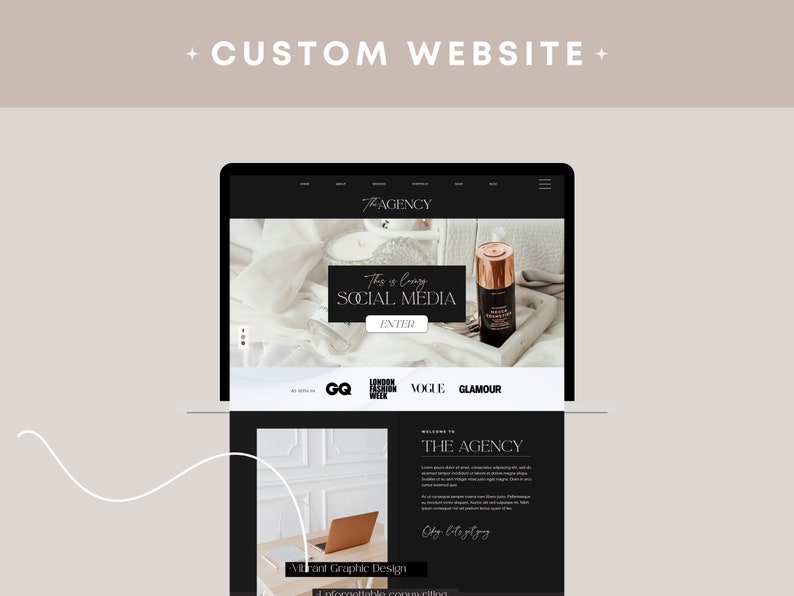 Custom Website Custom Web Design Wix Template Squarespace Template Web ...