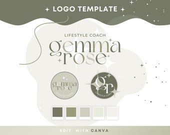 Boho Logo Canva - Editable Logo - Pastel Logo Design - Small Business