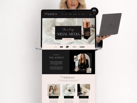 Wix Website Template for Coach, Social Media Marketing Manager, Digital Agency, Consulting - Aesthetic Bold Coaching Website