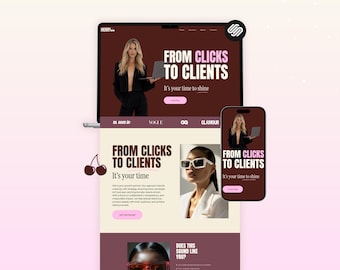 Squarespace 7.1 ウェブサイトテンプレート：コーチ、女性らしく大胆なビジネス、ソーシャルメディアマネージャー、高級コーチング向け。