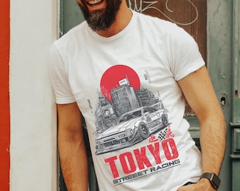 JDM Car Graphic T-Shirt Design | Japanese Street Car Art PNG | Drift Style Automotive Shirt Digital Download
