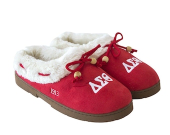 Pantuflas cómodas de la hermandad Delta Sigma Theta, varios tamaños (extragrande), rojo y blanco.
