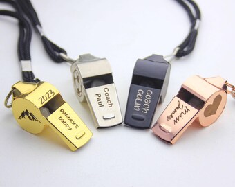 Personalized Engraved Whistle Necklace, Teacher Appreciation Gifts for Coach
