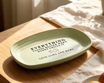 Personalized Dad BBQ Grilling Platter, Custom Engraved Grill Tray, Father’s Day Birthday Gift for Him from Kids