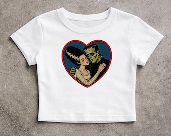 Retro Frankenstein Monster Graphic Tee, Vintage Dark Fantasy Tshirt, 90s Style Baby Tee, Halloween Toddler Shirt