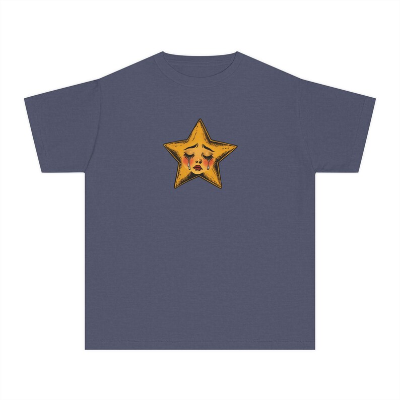 Crying Star Baby Tee, Sad Star Graphic Shirt, Vintage Inspired Tee, Retro Aesthetic Top, Y2K Baby Tee, Coquette Grunge Style image 11