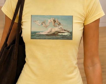 Birth of Venus Baby Tee, Renaissance Art Graphic Top, Dark Academia Y2K Shirt, Vintage Museum Aesthetic Tee, Classical Art Baby Tee