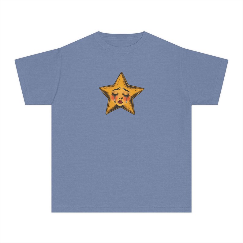 Crying Star Baby Tee, Sad Star Graphic Shirt, Vintage Inspired Tee, Retro Aesthetic Top, Y2K Baby Tee, Coquette Grunge Style image 10